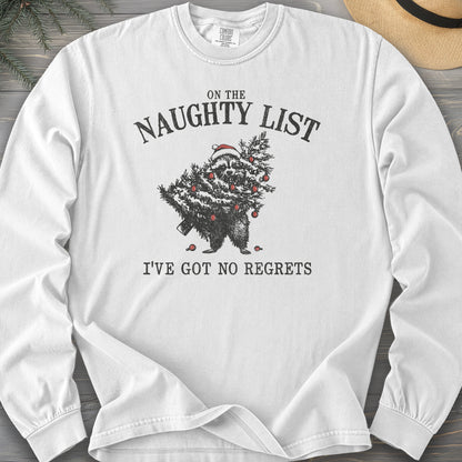 Naughty List Racoon Xmas Long Sleeve Shirt