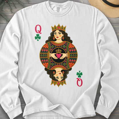 Shamrock Queen Playing Card Comfort Colors 6014 Long Sleeve
