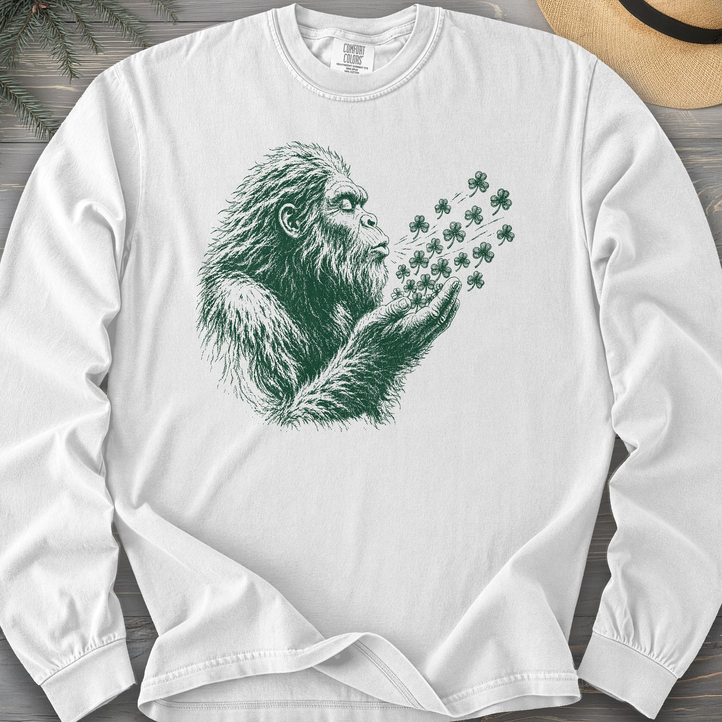 Bigfoot Shamrocks Comfort Colors 6014 Long Sleeve