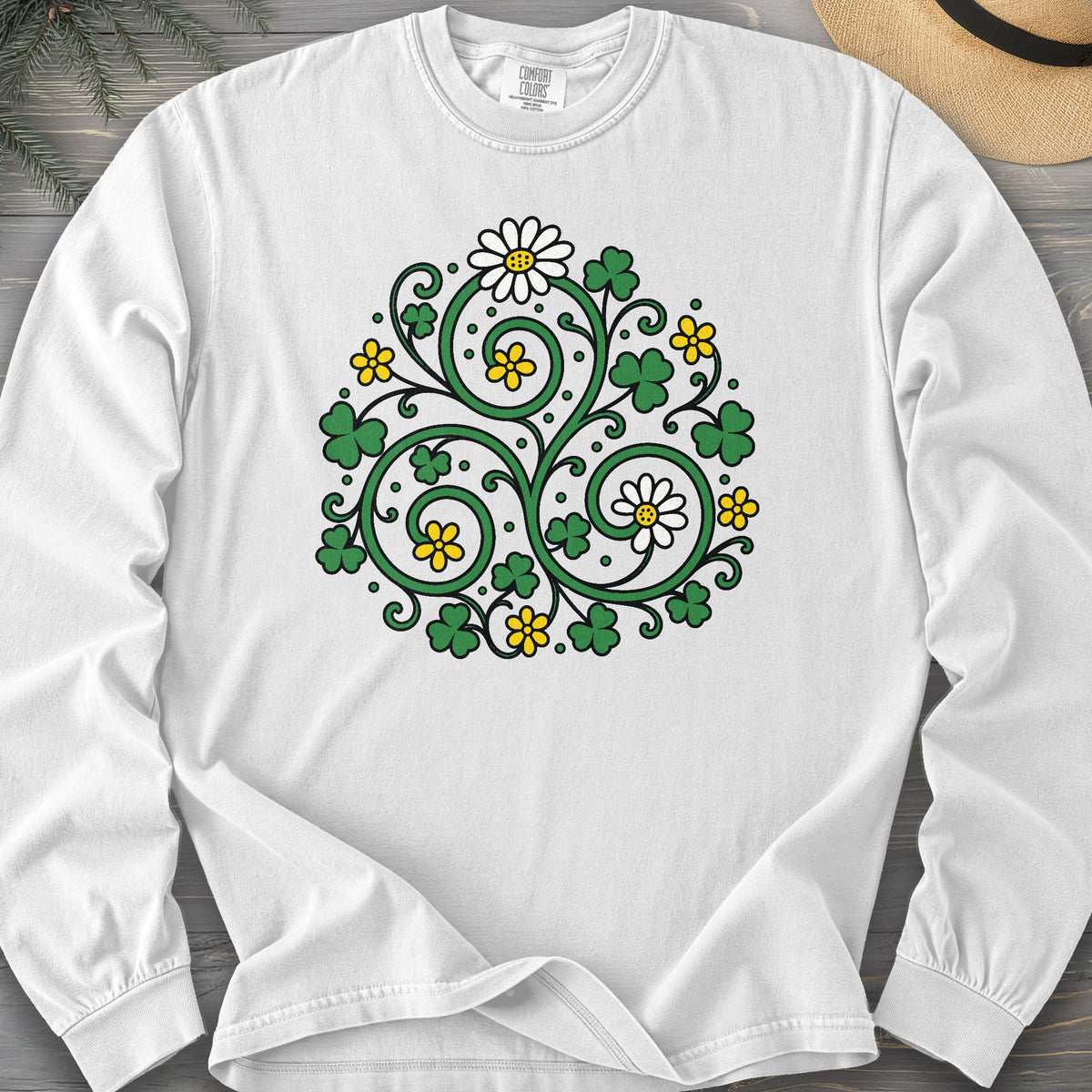 Celtic Shamrock Triskele Comfort Colors 6014 Long Sleeve
