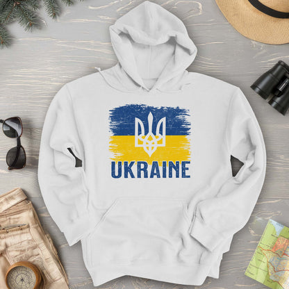 Ukraine Textured Trident Flag Hoodie