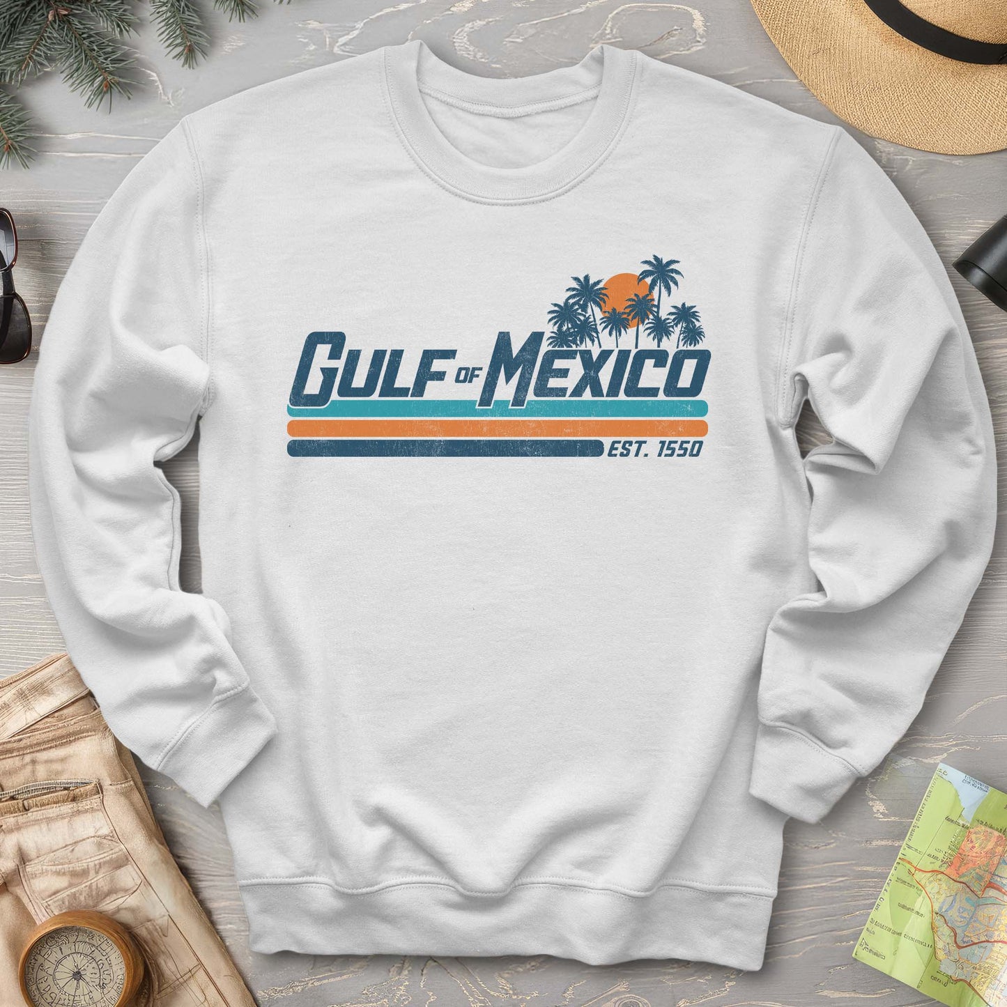 Gulf of Mexico Retro Stripe Crewneck Sweatshirt