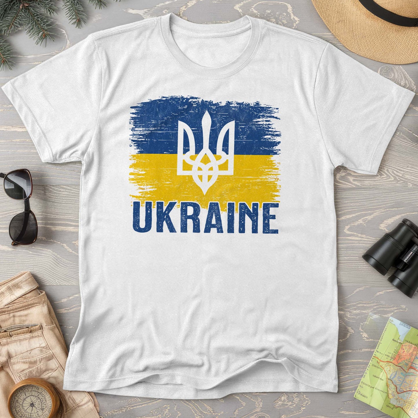 Ukraine Textured Trident Flag Comfort Colors T-Shirt