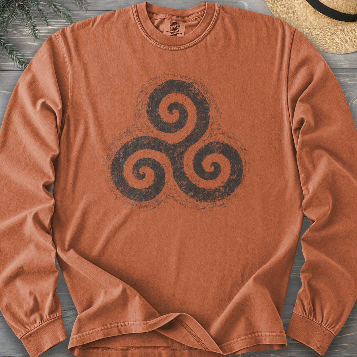 Triskele Charcoal Sketch Comfort Colors 6014 Long Sleeve