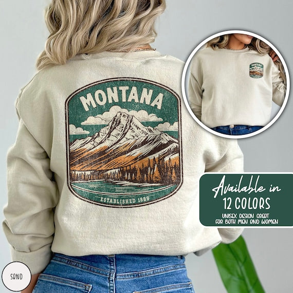 Bargain Bin Overstock! Montana Front/Back Print Sweatshirt